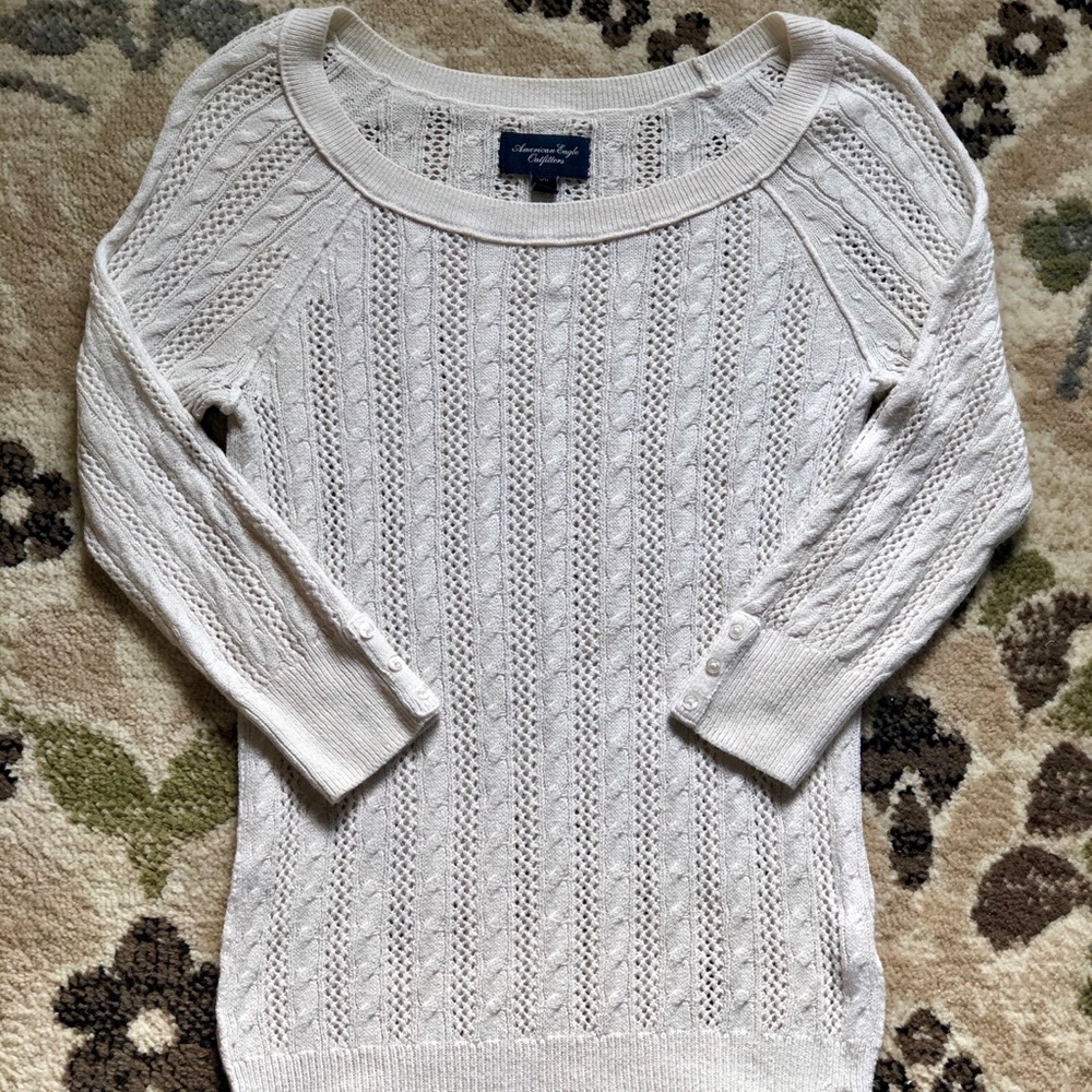 American Eagle Cream Knit Sweater